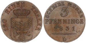 3 Pfennig Kingdom of Prussia (1701-1918) Copper 