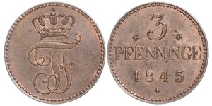 3 Pfennig Grand-duché de Mecklembourg-Schwerin (1352-1918) Cuivre Frédéric-François II de Mecklembourg-Schwerin