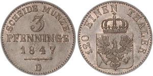 3 Pfennig Royaume de Prusse (1701-1918) Cuivre 