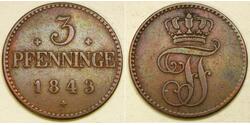 3 Pfennig States of Germany Cuivre 