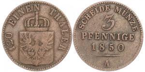 3 Pfennig Königreich Preußen (1701-1918) Kupfer 