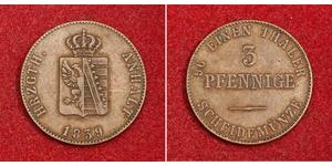 3 Pfennig Anhalt-Bernburg (1603 - 1863) Plata Alexander Karl, Duke of Anhalt-Bernburg (1805 – 1863)