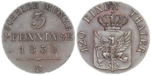 3 Pfennig Regno di Prussia (1701-1918) Rame 