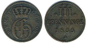 3 Pfennig Stati federali della Germania Rame 