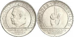 3 Reichsmark République de Weimar (1918-1933) Argent Paul von Hindenburg