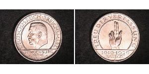 3 Reichsmark République de Weimar (1918-1933) Argent Paul von Hindenburg