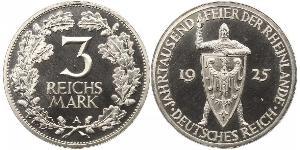 3 Reichsmark République de Weimar (1918-1933) Argent 