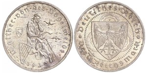 3 Reichsmark Repubblica di Weimar (1918-1933) Argento 