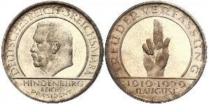 3 Reichsmark Repubblica di Weimar (1918-1933) Argento Paul von Hindenburg
