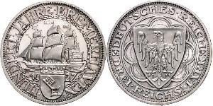 3 Reichsmark Repubblica di Weimar (1918-1933) Argento 