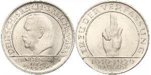 3 Reichsmark Repubblica di Weimar (1918-1933) Argento Paul von Hindenburg