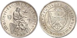 3 Reichsmark Repubblica di Weimar (1918-1933) Argento 