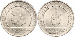 3 Reichsmark Repubblica di Weimar (1918-1933) Argento Paul von Hindenburg