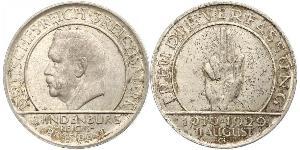 3 Reichsmark Repubblica di Weimar (1918-1933) Argento Paul von Hindenburg