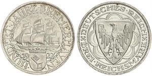 3 Reichsmark República de Weimar (1918-1933) Plata 