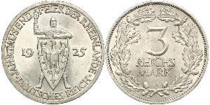3 Reichsmark República de Weimar (1918-1933) Plata 