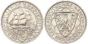 3 Reichsmark República de Weimar (1918-1933) Plata 
