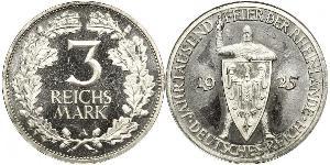 3 Reichsmark República de Weimar (1918-1933) Plata 
