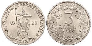3 Reichsmark República de Weimar (1918-1933) Plata 