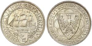 3 Reichsmark República de Weimar (1918-1933) Plata 