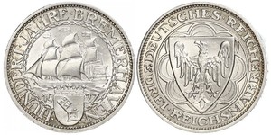 3 Reichsmark República de Weimar (1918-1933) Plata 