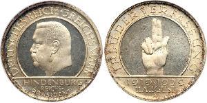 3 Reichsmark República de Weimar (1918-1933) Plata Paul von Hindenburg
