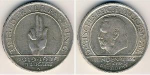 3 Reichsmark Weimarer Republik (1918-1933) Silber Paul von Hindenburg