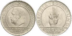 3 Reichsmark Weimarer Republik (1918-1933) Silber Paul von Hindenburg