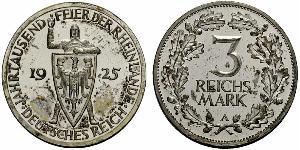 3 Reichsmark Weimarer Republik (1918-1933) Silber 
