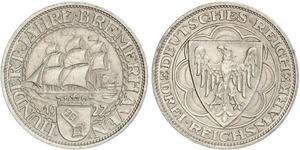 3 Reichsmark Weimarer Republik (1918-1933) Silber 