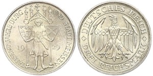 3 Reichsmark Веймарская республика (1918-1933) Серебро 