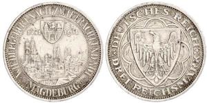 3 Reichsmark Веймарская республика (1918-1933) Серебро 