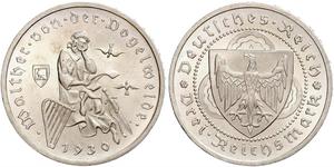 3 Reichsmark Веймарская республика (1918-1933) Серебро 