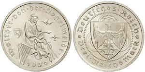 3 Reichsmark Веймарская республика (1918-1933) Серебро 