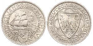 3 Reichsmark Веймарская республика (1918-1933) Серебро 