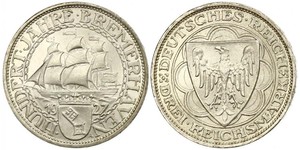 3 Reichsmark Веймарская республика (1918-1933) Серебро 