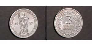 3 Reichsmark Веймарская республика (1918-1933) Серебро 