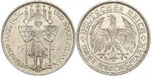 3 Reichsmark Веймарська республіка (1918-1933) Срібло 