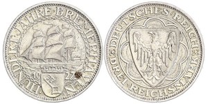 3 Reichsmark Веймарська республіка (1918-1933) Срібло 