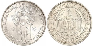 3 Reichsmark Веймарська республіка (1918-1933) Срібло 