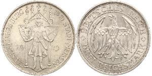 3 Reichsmark Веймарська республіка (1918-1933) Срібло 