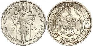3 Reichsmark Веймарська республіка (1918-1933) Срібло 