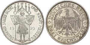 3 Reichsmark Веймарська республіка (1918-1933) Срібло 