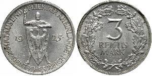 3 Reichsmark Веймарська республіка (1918-1933) Срібло 