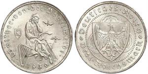 3 Reichsmark Веймарська республіка (1918-1933) Срібло 