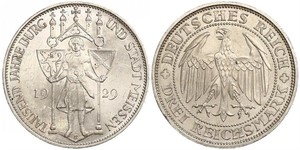 3 Reichsmark Веймарська республіка (1918-1933) Срібло 