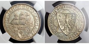 3 Reichsmark Веймарська республіка (1918-1933) Срібло 