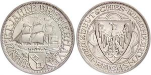 3 Reichsmark Веймарська республіка (1918-1933) Срібло 