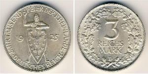 3 Reichsmark Веймарська республіка (1918-1933) Срібло 