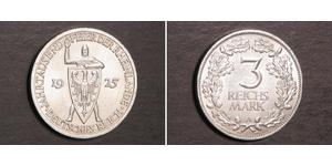 3 Reichsmark Веймарська республіка (1918-1933) Срібло 